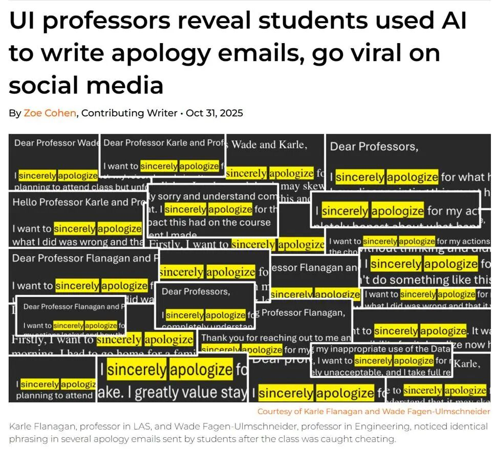 UIUC教授怒斥全班作弊，道歉信也全是AI写的！