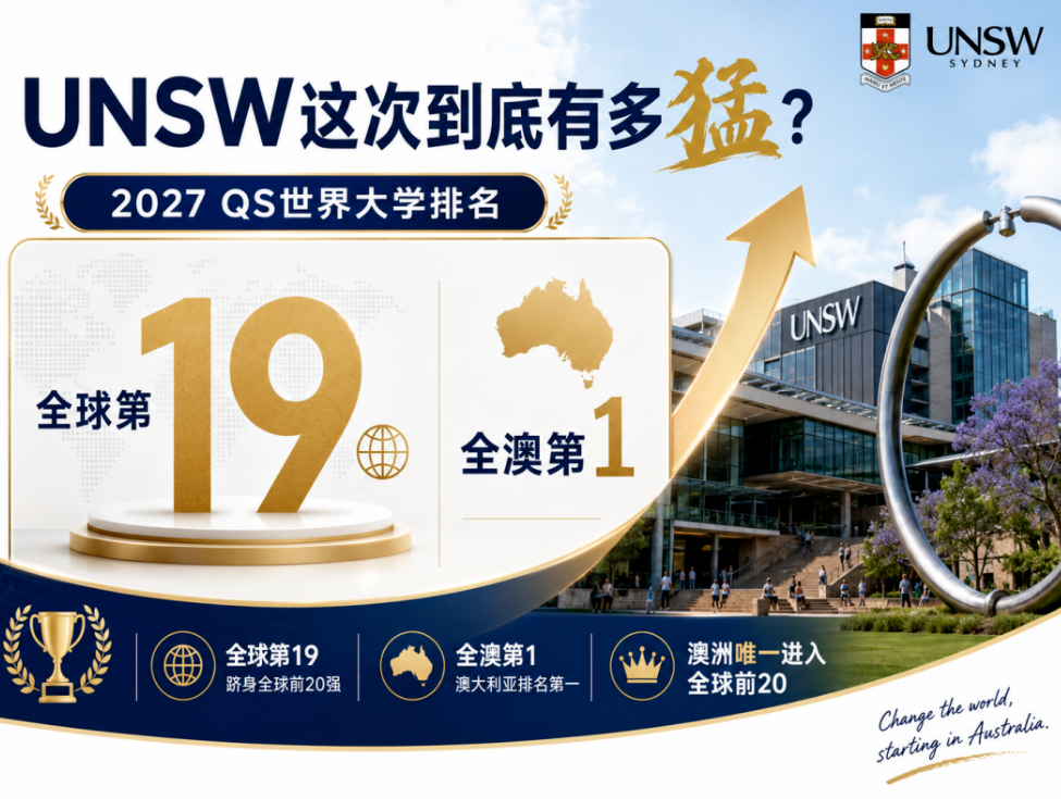 新南威尔士真的杀疯了！QS世界大学排名全球第19、全澳第1